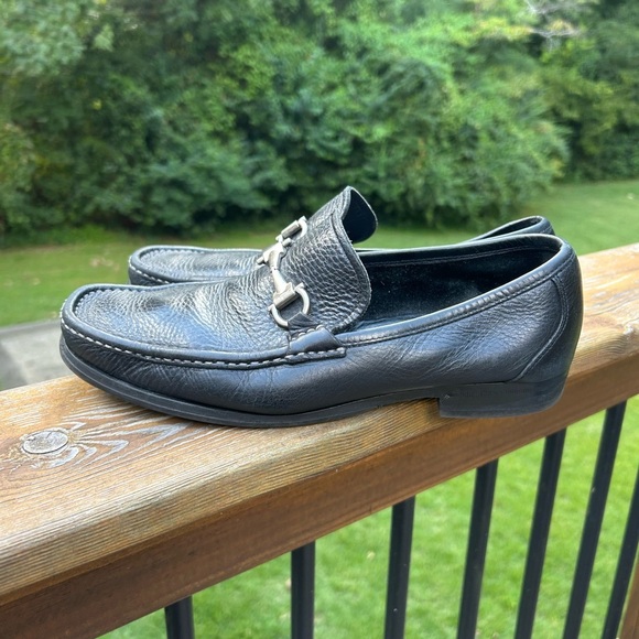 SALVATORE FERRAGAMO "MAGNIFICO" Black Leather  Loafers Size 9 D - Picture 1 of 8